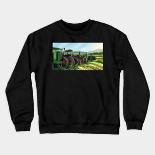 Old green tractors out standing in a field Crewneck Sweatshirt